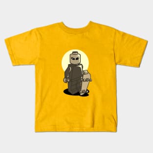 Blocky Style Skater Sepia Kids T-Shirt